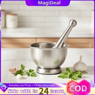magideal 2 Pieces Rustproof Stainless Steel Mortar and Pestle Easy to Clean Metal Mortar and Pestle 