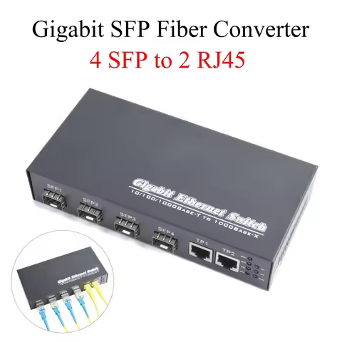 1PCS Gigabit SFP Media Converter 4 SFP to 2 RJ45 Transceiver 10/100/1000M Fiber Optic Switch With 3K