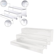 [herebuy] 3 Tiers Bar Bottle Rack Clear Acrylic Display Risers Liquor Bottle Stand For Cupcake Colle