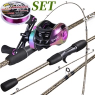 Sougayilang Joran Set 1.8m 5-10LB Carbon 10kg 18+1BB 7.2:1 Reel BC Casting Rod Complete Set