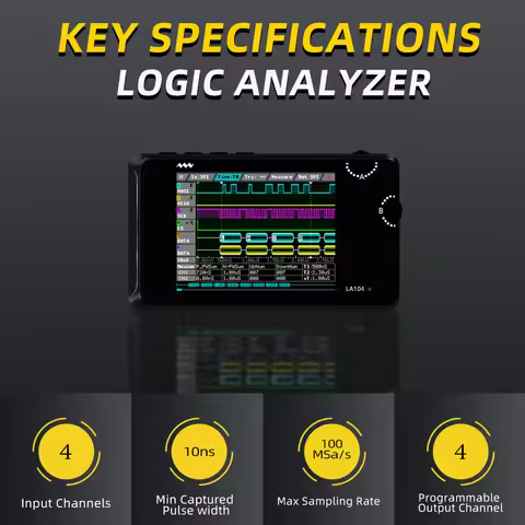 Digital Logic Analyzer LA104 USB Mini 4 Channels 100MHz Max Sampling Rate Built in 8MB Flash Storage