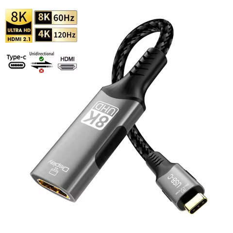 8K@60Hz USB C to HDMI Cable 4K@144Hz 2K@240 Hz Type C to HDMI 2.1 Cord Support Thunderbolt 3/4 Compa
