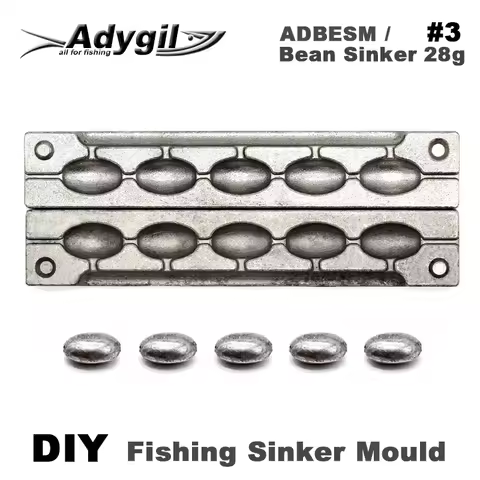 Adygil DIY Fishing Bean Sinker Mould ADBESM/#3 Bean Sinker 28g 5 Cavities