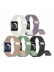 5入組尼龍環磁扣表帶，適用於Apple Watch Band Ultra 49mm 45mm 44mm 42mm 41mm 40mm 38mm，彈性運動環，適用於 Apple Watch Strap 系列9/8/7/6/5/4/3/2/1/SE，18mm20mm22mm尼龍彈力手錶帶，並帶有塑料磁性扣，可替換Samsung Galaxy Watch Garmin Fenix 7/7s/Forerunner645/Huawei Watch 4/GT4/GT3智能手錶，適用於Fitbit Versa2/Versa3/Versa4的可調節彈性編織手環