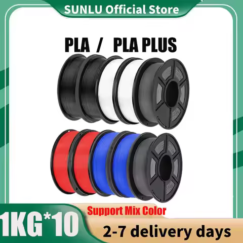 SUNLU 10KG PLA/ PLA Plus Filaments 10Rolls 3D Filament 1KG/roll 1.75mm 100% Filament Lines Up Neatly