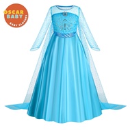 Oscarbaby Girl Princess Elsa Dress Frozen inspired Costume Gown Sequins Blue Elsa Dress for Kids