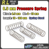 【RL】 0.5mm Pressure Springs Wired d 0.5 mm OD 3/4/5/6/7/8/9/10 mm Length L 10-100 Compression Return