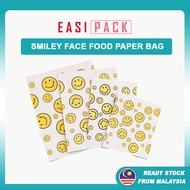 10pcs Oil-Proof Smiley Face Paper Bag French Fries Burger Fried Snacks Grease-Proof Paper Bag Packag
