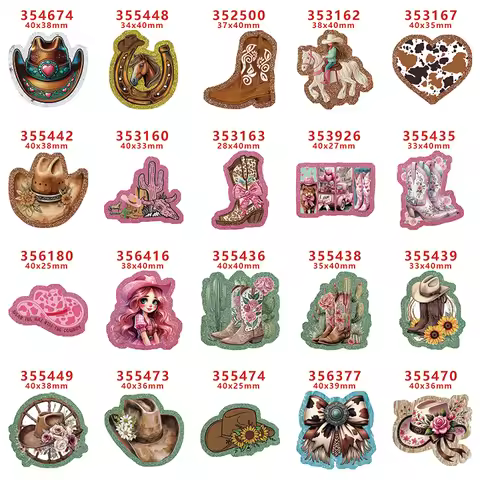 10pcs/lot Howdy Western Rodeo Cowgirl Glitter Acrylic Flatback Planar Resins DIY Gift Crafts Jewelry
