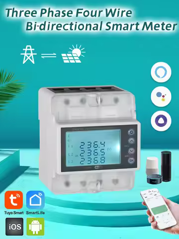 3 Phase 4 Wire 380V 100A Tuya WiFi Smart Bi-Directional Energy Power kWh Meter Over Under Voltage Pr