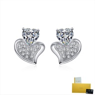 With Gra Certificate- Pt950 Platinum Heart-Shaped Moissanite Stud Earrings Elegant White Diamond Ear