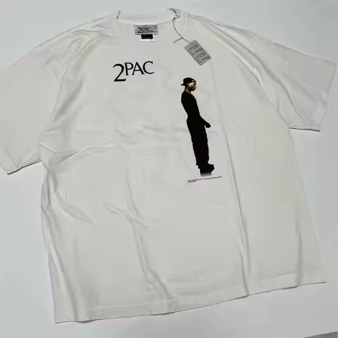 White SAINT MICHAEL 2PAC Oversized T Shirt Men Women Best Quality Portrait Print Vintage T-Shirts