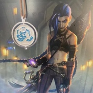 LOL <Two Cities: A League of Legends> Ekko's Regret Blue Rose Gold Jhin Rotatable Pendant Necklace