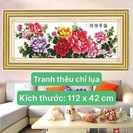 Tranh thêu chữ thập chỉ lụa hoa mẫu đơn 1271