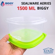 1500 Lunch Box ML AERIES SQUARE BIGGY 1.5 Liter Transparent Sealware Snack Jar