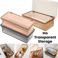 Cutlery Storage Box Holder With Cover,Transparent Cosmetic Dustproof Storage Box,Kitchen Dustproof C