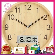 Nbdeal cuckoo clock electric wave clock quiet sound continuous second hand diameter 35cm large LCD date Natural DBMW-4746