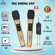 Bộ 02 micro không dây cao cấp Ontekco E6sE6 Mv02 đa năng chuyên dụng cho loa kéo & amply karaoke gia