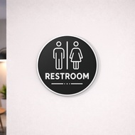 Round Bathroom Sign Minimalist Male And Female Icons Wall Mounted No Drilling Required 3D Printed