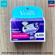 Gillette Venus® Swirl & Platinum Delux Smooth 5 Deluxe Blades 4 Cartridges ยิลเลตต์วีนัส ใบมีดโกน 5