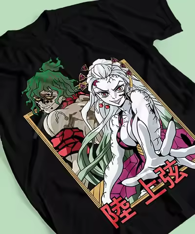 Summer T-shirt for Anime Demon Slayer Daki&Gyutaro, men's round neck short sleeved shirt