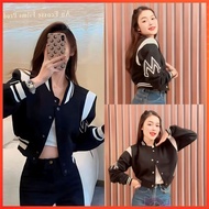 PARIROO M CROP BASEBALL JACKET OUTWEAR SPORTY TOP MODERNWanita KOREAN BASEBALL JACKET/ WOMEN'S BASEB