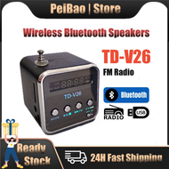 【Newest】Bluetooth Speaker TD-V26 Mini Portable Sound Speaker TF Card FM Radio AUX Stereo Music Player Bluetooth Speaker
