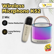 [Mini Speaker With MIC] KTV Skyblue LED Wireless Bluetooth Bass Mini Speaker KTV Karaoke Mic Super M