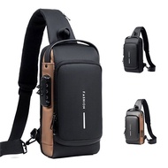 Pick Me Up ShopAnti-Theft Combination Lock Motorcycle Bag Men 'S Motorcycle Bag With USB Charger Multi-Function Saddle Bag Sports Waist Bag.กระเป๋า