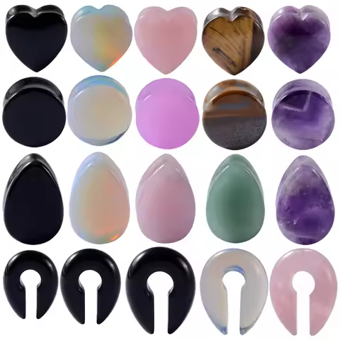 Heart Shape/Teardrop Stone Ear Plug Tunnel Earring Gauges Helix Piercing Ear Stretcher Ear Plugs Bod