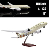 24-Hours 18” 1:130 Scare Hobby Airplane Model Etihad B787 Plane Model Diecast Planes with LED Light(