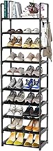 C&amp;AHOME Shoe Rack 10 Tiers Tall Shoe Racks for Closet Entryway 20 25 Pairs Shoe Organizer Storage Shelf Durable Black Metal Stackable Shoe Cabinet with Hooks