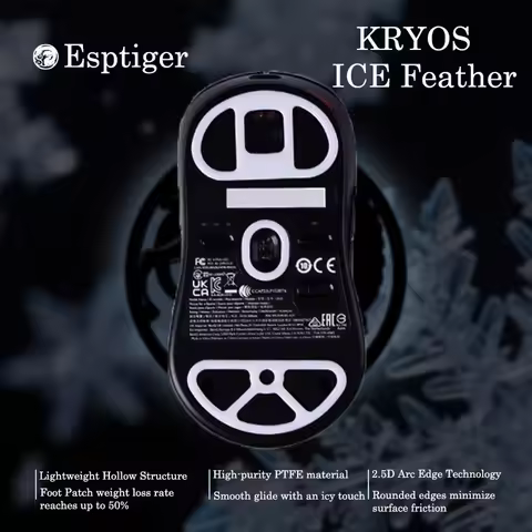 Original Esptiger Kryos Ultra-light Perforated Mouse Skates Feet ICE Arc Glides For ZOWIE U2/FK2-DW/