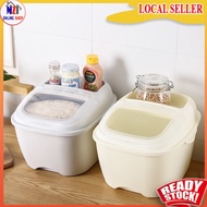 Rice Storage Box 10KG / Food Container with Wheels and Stackable / Bekas Beras