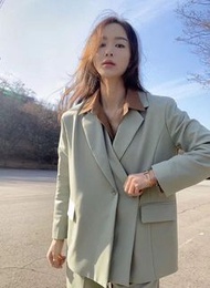 轉賣 create me 韓國雙層領綁帶西裝外套(薄荷綠)(哈密瓜綠)