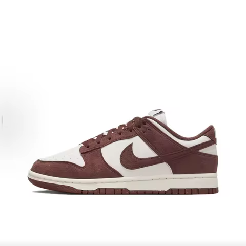 Nike Dunk Low Suede Classic Versatile Low-Top Sneakers Women's White/Brown HJ7673001