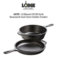 LCC3 - Lodge Seasoned Cast Iron Combo Cooker (3.2Quart/2.84L, 10.25inch/26.04cm), Made in Tennessee,