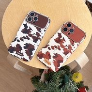 For iPhone 16 Pro Max Case TPU Cow PU Phone Case For iPhone 17 Pro Max 16 15 14 Cover 手机壳 Aesthetic 
