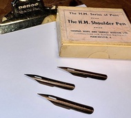 1920年代 英國老筆尖 H.M. Shoulder Pen 銅合金 沾水筆尖 細字 F