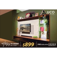 UCO HMTC05 8FT HANGING TV CONSOLE WITH GLASS SHELVING