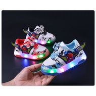 [YY] Boys Luminous Shoes Spiderman Children Shoes Casual Sneakers Flashing Cartoon Sports Shoes Boys