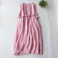 Export French Single Tail Goods Cut Label Female Summer Mori Girls Lace Ramie Robe Fairy Dress Short