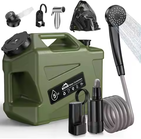 Portable Camping Shower with Water Jug Electric Rechargeable Camping Shower 5-Gallon Food Grade Wate