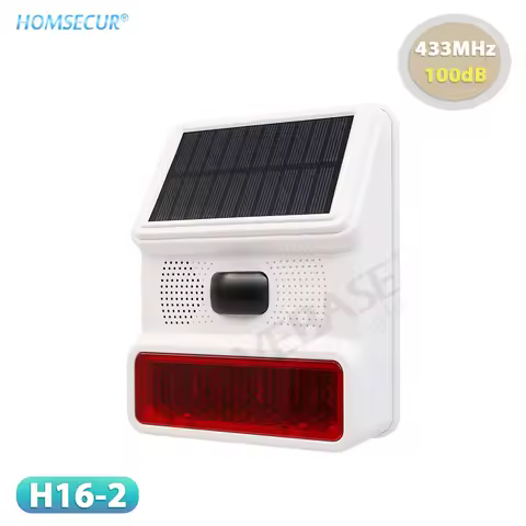 H16-2 Solar Powered Waterproof Wireless Strobe Siren 110dB 433MHz For HOMSECUR WIFI 4G Alarm System