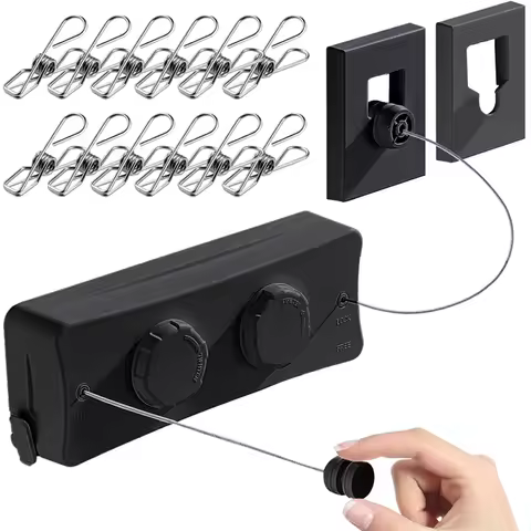 A92P Retractable Clothesline - Heavy Duty 44Lb Dual 304 Stainless Lines,16.7Ft Anti-Sag Design For I