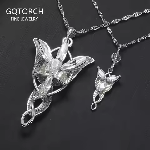 925 Sterling Silver Twilight Star Arwen Necklace Elf Pendant Women Vintage Movie Party Jewelry