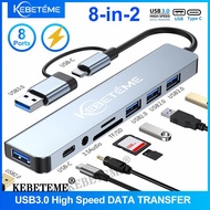 KEBETEME 8-in-2 8-in-1 USB 3.0 Hubs TYPE-C HUB USB C Docking Station 5Gbps 100Gbps High Speed Transm