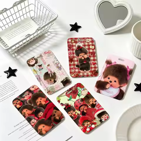 Furry Cute Kawaii Monchhichi ID Card Holder Badge Holders Lanyard Business Exhibit School Strap Neck