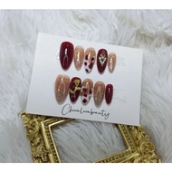 Red colour press on Nail