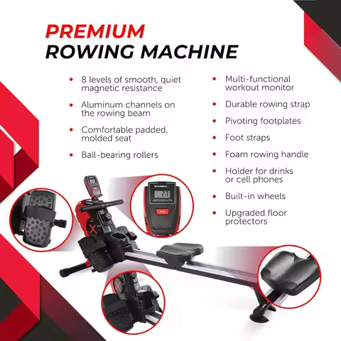 Magnetic Rower -Rower Machine with Smart Workout App Rowing Machine with Magnetic Resistance for Hom
